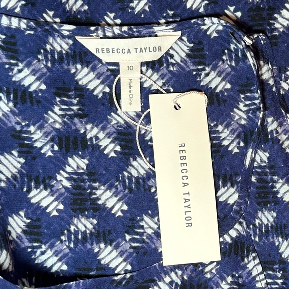 NWT $225 Rebecca Taylor Sleeveless Cris Cross tank top. 100% Silk. Blue. Size 10 - Picture 7 of 9